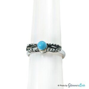 Vintage 1960s Ram-Zor Silver Tone & Faux Turquoise Teal Bead Ring